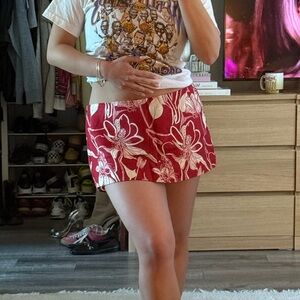 Reformation Red Floral Skort